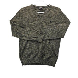 Express Men's Size Small 100% Cotton Army Green V-Neck Pullover Knit Sweater